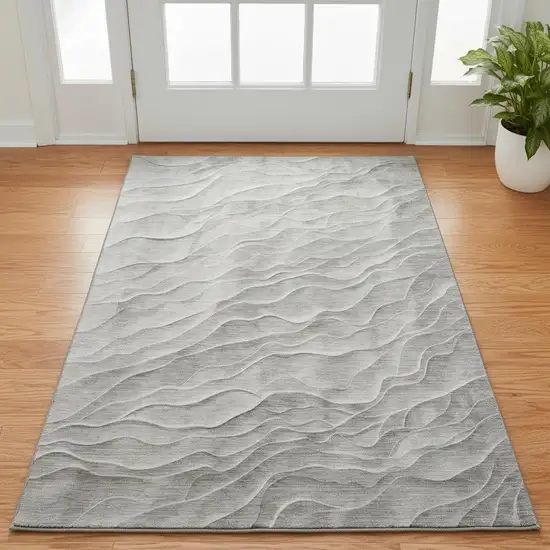 Taupe And Ivory Abstract Washable Area Rug With UV Protection Photo 2