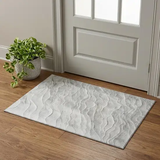 Taupe And Ivory Abstract Washable Area Rug With UV Protection Photo 1