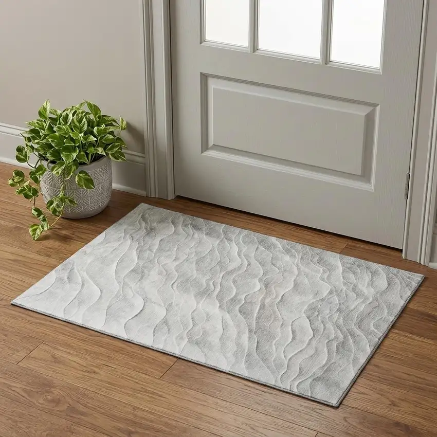 Taupe And Ivory Abstract Washable Area Rug With UV Protection Photo 1