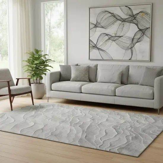 Taupe And Ivory Abstract Washable Area Rug With UV Protection Photo 2