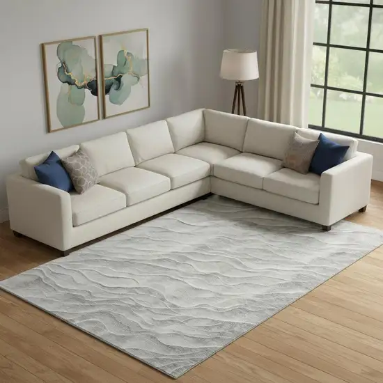 Taupe And Ivory Abstract Washable Area Rug With UV Protection Photo 2