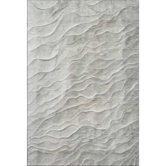 Taupe And Ivory Abstract Washable Area Rug With UV Protection Photo 1
