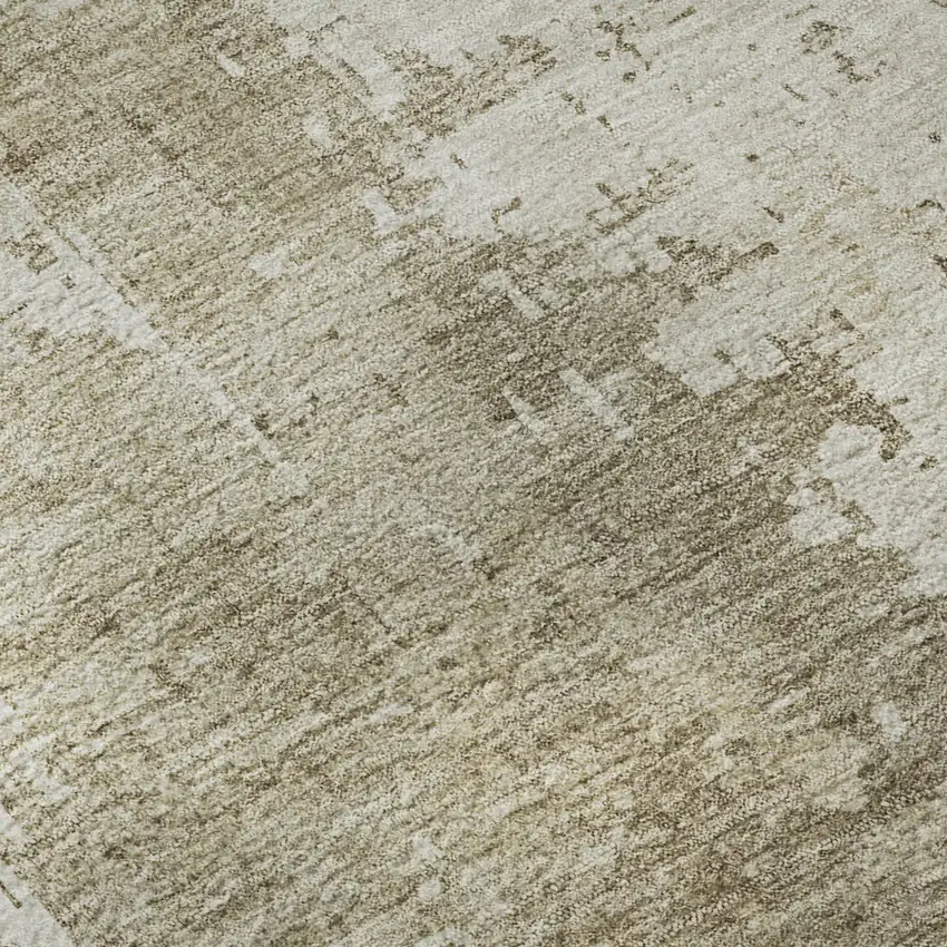 Taupe And Ivory Abstract Washable Area Rug With UV Protection Photo 7