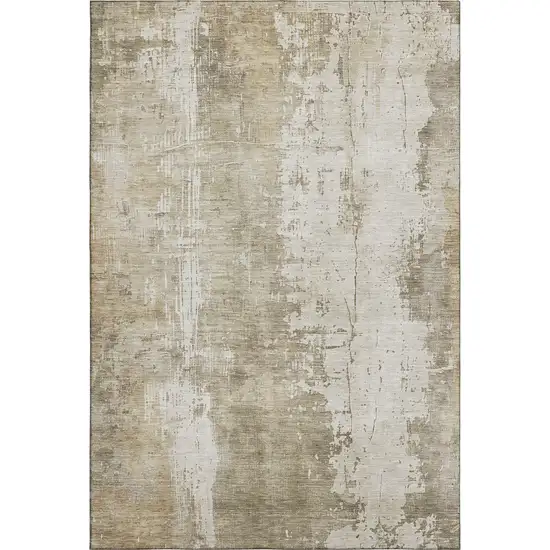 Taupe And Ivory Abstract Washable Area Rug With UV Protection Photo 3