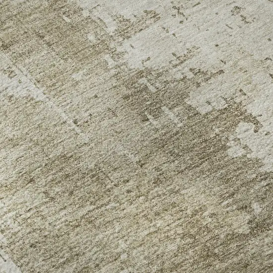 Taupe And Ivory Abstract Washable Area Rug With UV Protection Photo 7