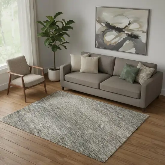 Taupe And Ivory Abstract Washable Area Rug With UV Protection Photo 2