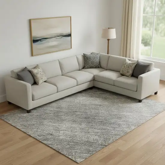 Taupe And Ivory Abstract Washable Area Rug With UV Protection Photo 2