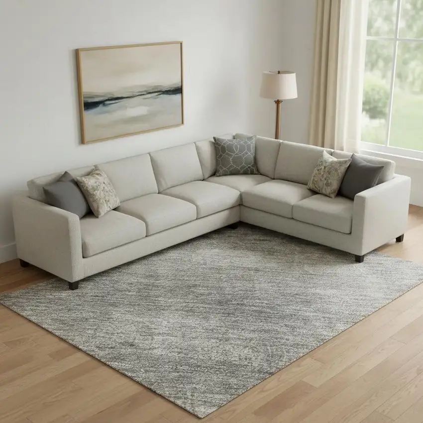 Taupe And Ivory Abstract Washable Area Rug With UV Protection Photo 2