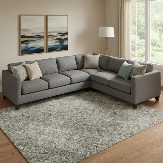 Taupe And Ivory Abstract Washable Area Rug With UV Protection Photo 2