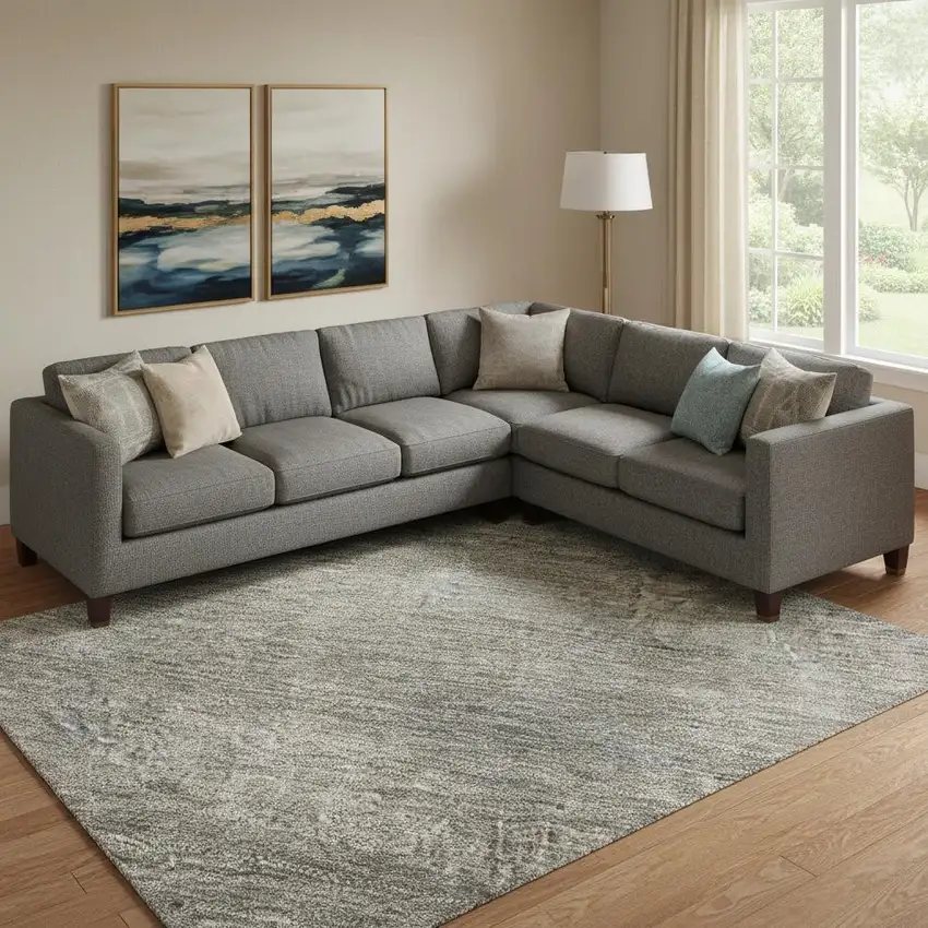 Taupe And Ivory Abstract Washable Area Rug With UV Protection Photo 2