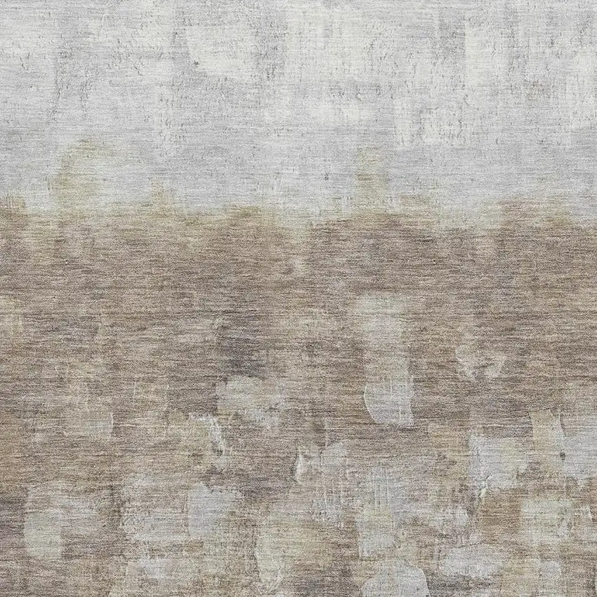 Taupe And Ivory Abstract Washable Area Rug With UV Protection Photo 3