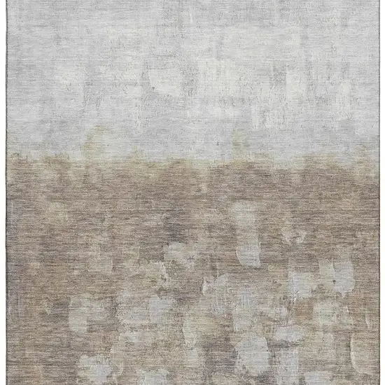 Taupe And Ivory Abstract Washable Area Rug With UV Protection Photo 4