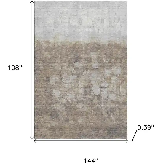 Taupe And Ivory Abstract Washable Area Rug With UV Protection Photo 9