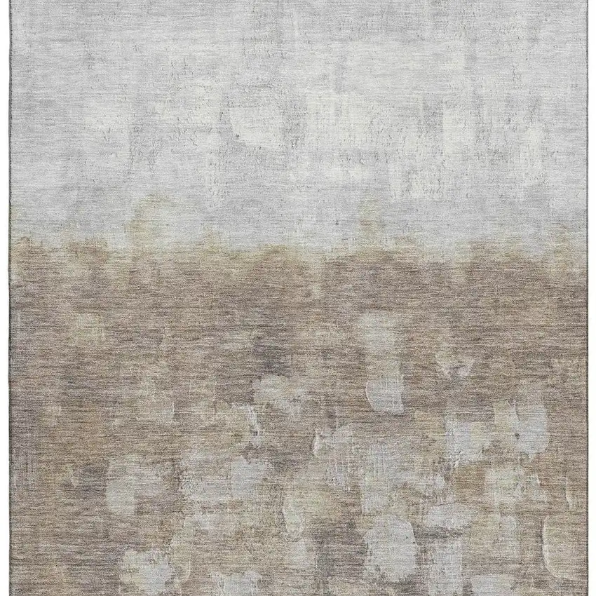 Taupe And Ivory Abstract Washable Area Rug With UV Protection Photo 4