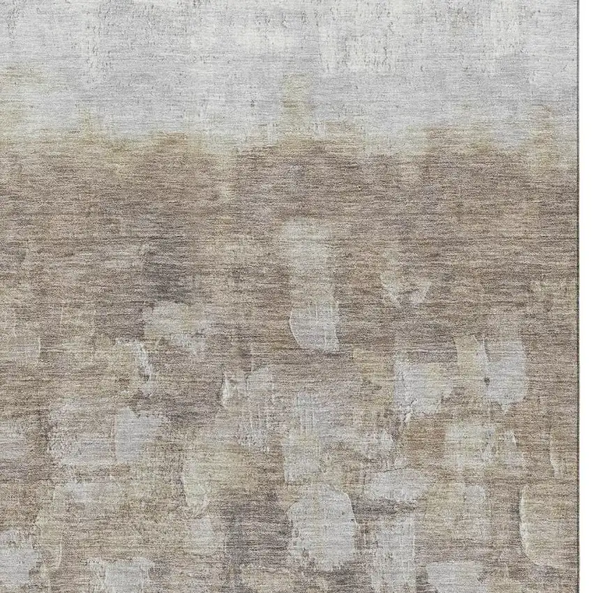 Taupe And Ivory Abstract Washable Area Rug With UV Protection Photo 3