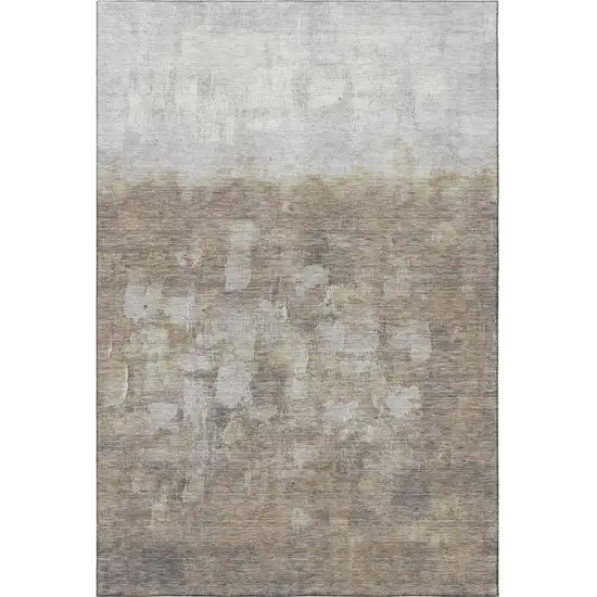 Taupe And Ivory Abstract Washable Area Rug With UV Protection Photo 3
