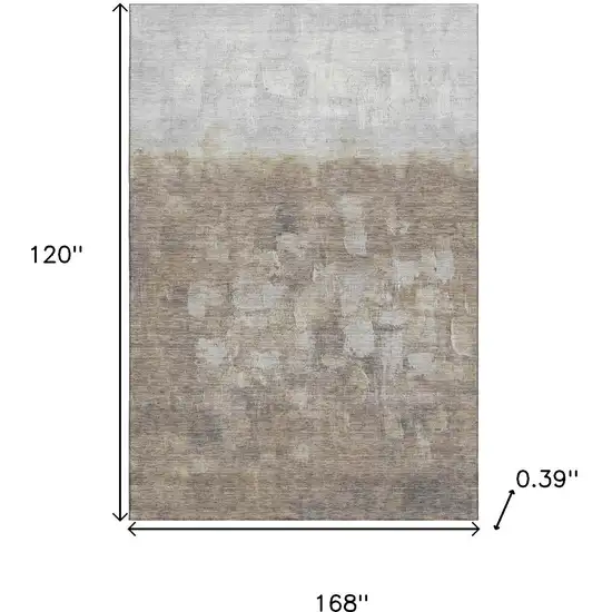 Taupe And Ivory Abstract Washable Area Rug With UV Protection Photo 8