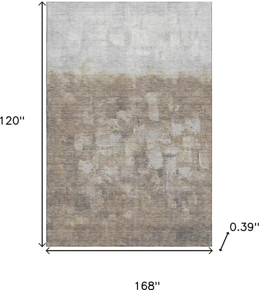 Taupe And Ivory Abstract Washable Area Rug With UV Protection Photo 8