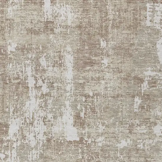 Taupe And Ivory Abstract Washable Indoor Outdoor Area Rug Photo 5