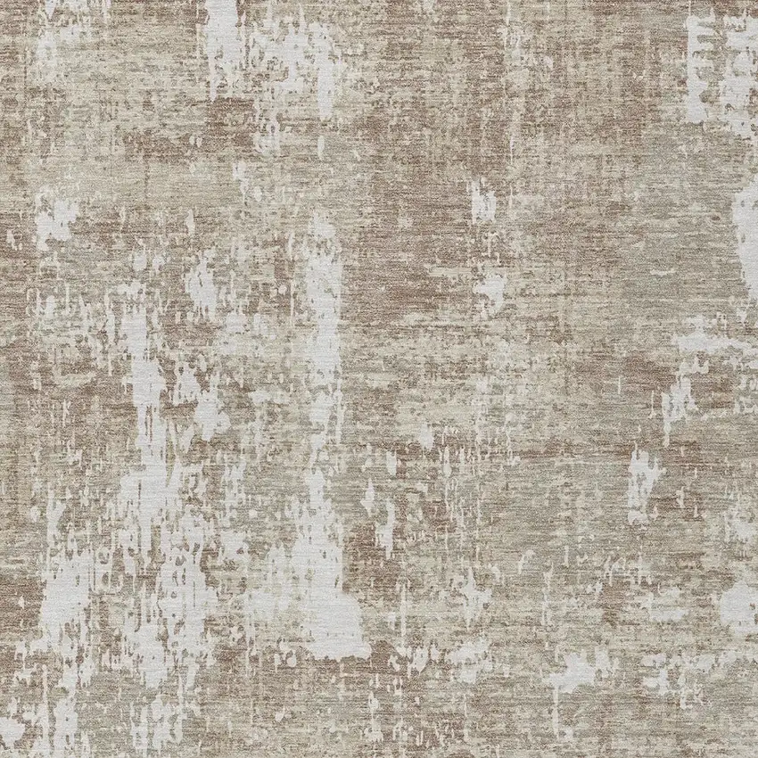 Taupe And Ivory Abstract Washable Indoor Outdoor Area Rug Photo 5