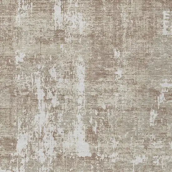 Taupe And Ivory Abstract Washable Indoor Outdoor Area Rug Photo 5