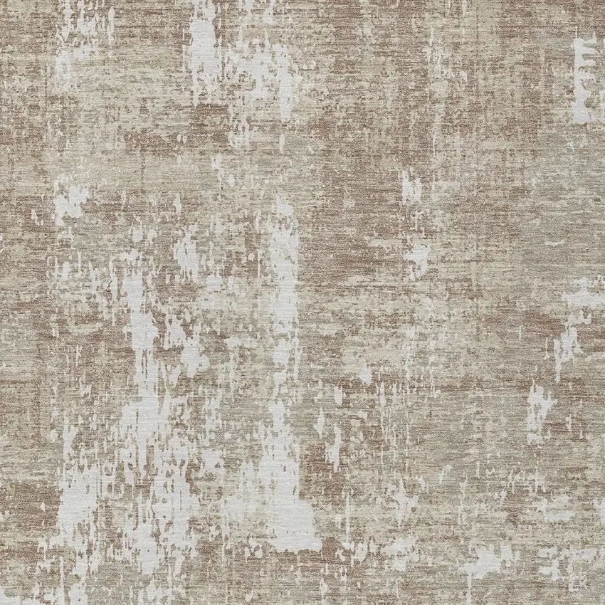 Taupe And Ivory Abstract Washable Indoor Outdoor Area Rug Photo 5