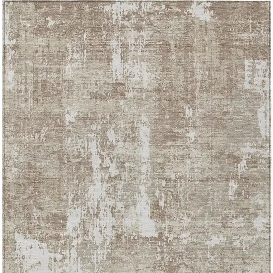 Taupe And Ivory Abstract Washable Indoor Outdoor Area Rug Photo 6
