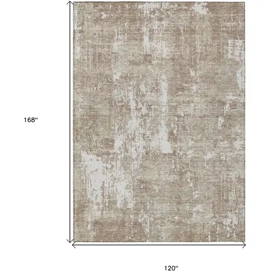 Taupe And Ivory Abstract Washable Indoor Outdoor Area Rug Photo 3