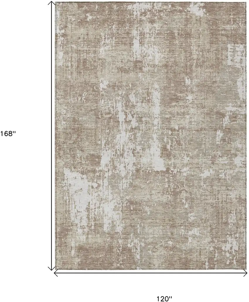 Taupe And Ivory Abstract Washable Indoor Outdoor Area Rug Photo 3