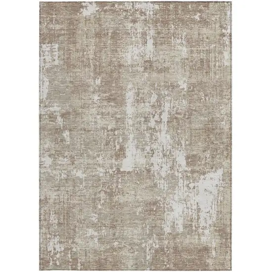 Taupe And Ivory Abstract Washable Indoor Outdoor Area Rug Photo 5