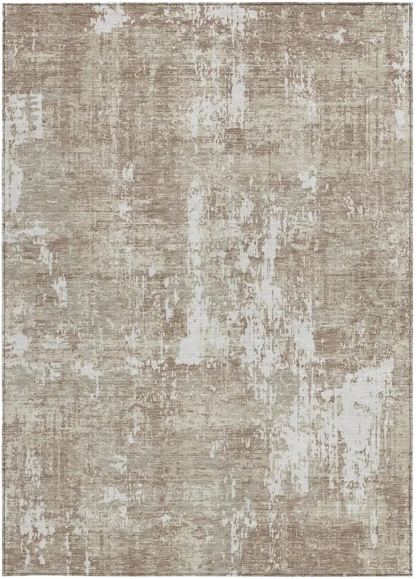 Taupe And Ivory Abstract Washable Indoor Outdoor Area Rug Photo 5