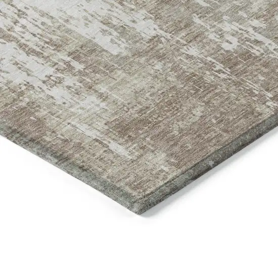 Taupe And Ivory Abstract Washable Indoor Outdoor Area Rug Photo 4