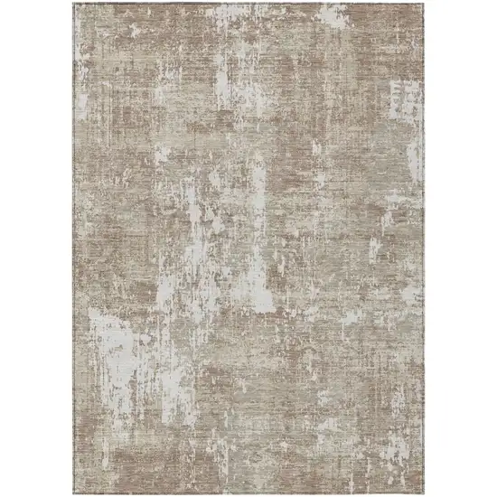 Taupe And Ivory Abstract Washable Indoor Outdoor Area Rug Photo 2