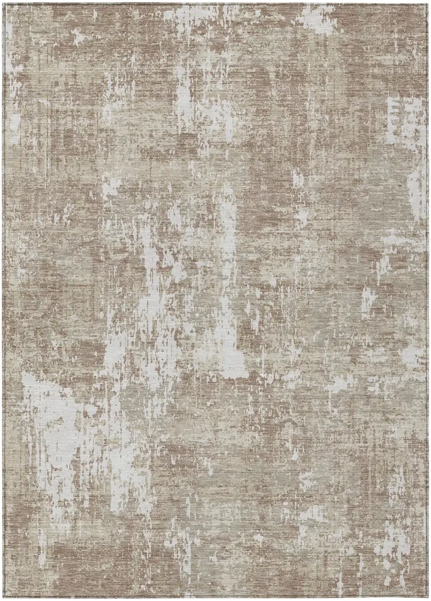 Taupe And Ivory Abstract Washable Indoor Outdoor Area Rug Photo 2