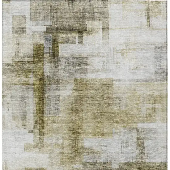 Taupe And Ivory Abstract Washable Indoor Outdoor Area Rug Photo 5