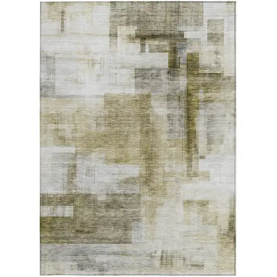 Taupe And Ivory Abstract Washable Indoor Outdoor Area Rug Photo 6