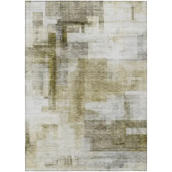 Taupe And Ivory Abstract Washable Indoor Outdoor Area Rug Photo 2