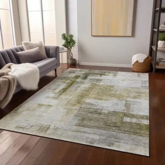Taupe And Ivory Abstract Washable Indoor Outdoor Area Rug Photo 8