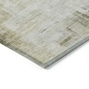 Photo of Taupe And Ivory Abstract Washable Indoor Outdoor Area Rug