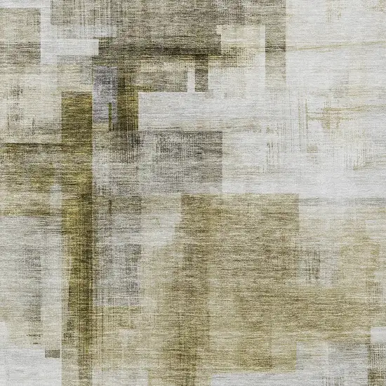 Taupe And Ivory Abstract Washable Indoor Outdoor Area Rug Photo 5