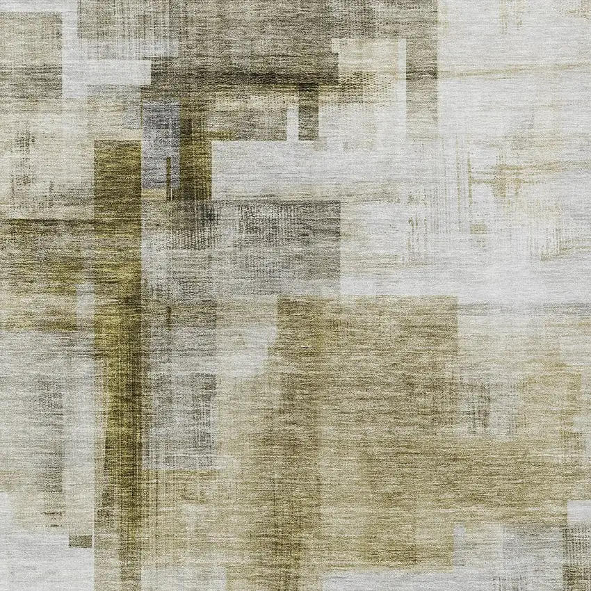 Taupe And Ivory Abstract Washable Indoor Outdoor Area Rug Photo 5