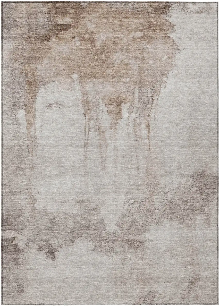 Taupe And Ivory Abstract Washable Indoor Outdoor Area Rug Photo 9