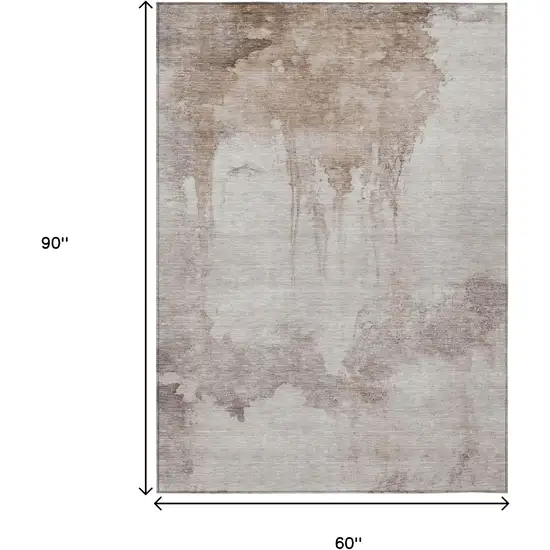 Taupe And Ivory Abstract Washable Indoor Outdoor Area Rug Photo 9