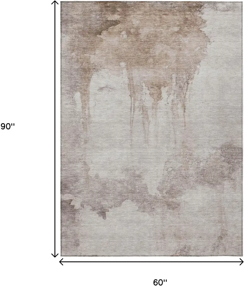 Taupe And Ivory Abstract Washable Indoor Outdoor Area Rug Photo 9