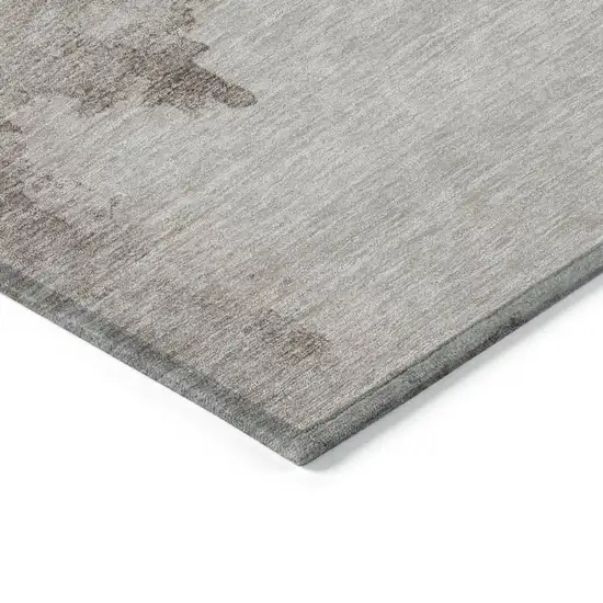 Taupe And Ivory Abstract Washable Indoor Outdoor Area Rug Photo 6