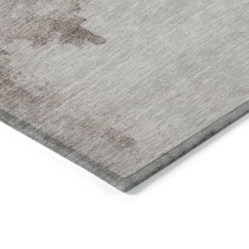 Taupe And Ivory Abstract Washable Indoor Outdoor Area Rug Photo 6