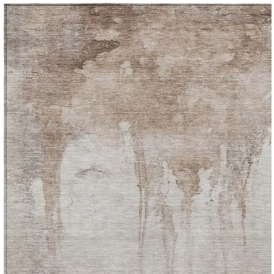 Taupe And Ivory Abstract Washable Indoor Outdoor Area Rug Photo 7