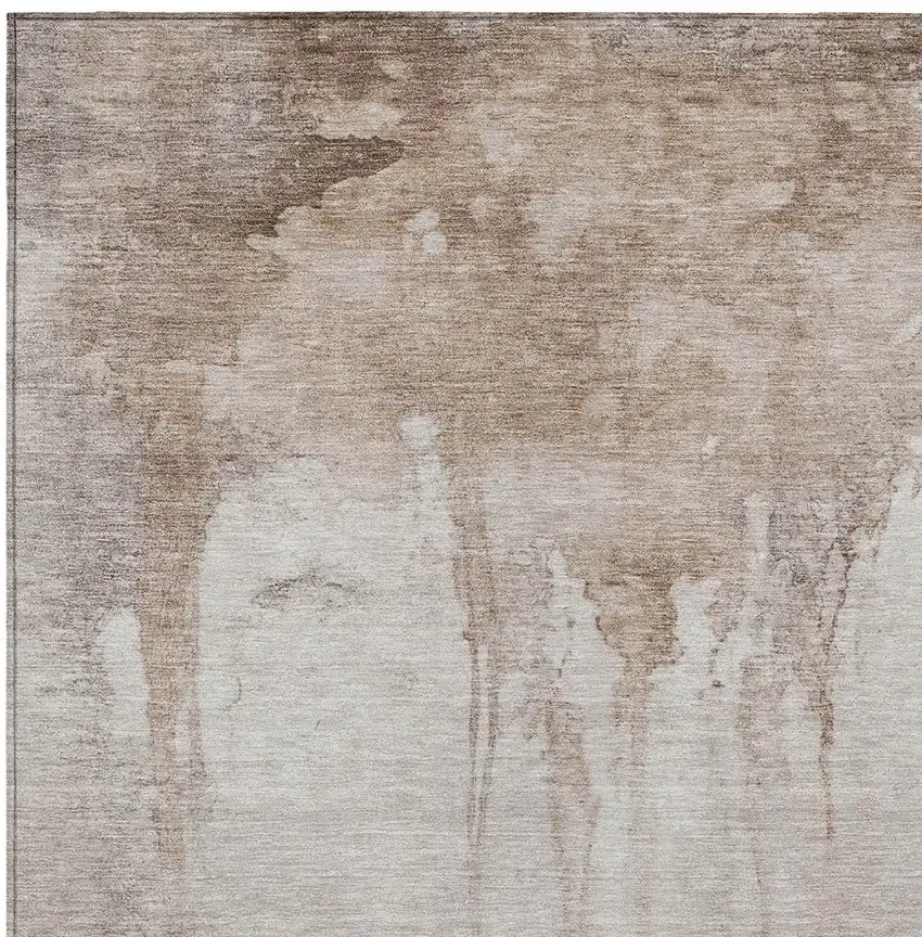 Taupe And Ivory Abstract Washable Indoor Outdoor Area Rug Photo 7