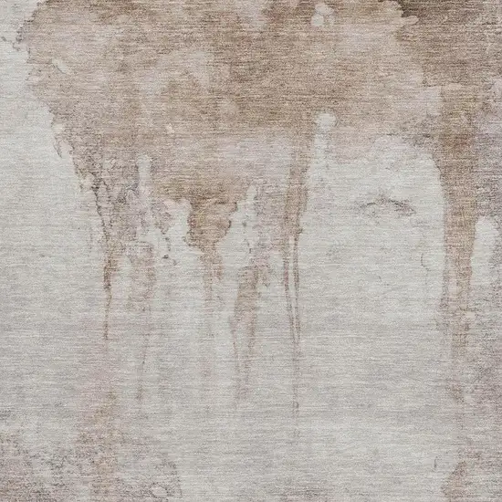 Taupe And Ivory Abstract Washable Indoor Outdoor Area Rug Photo 3