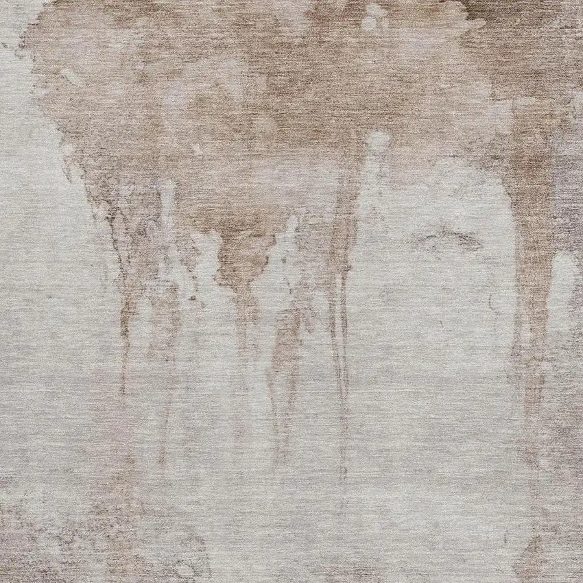 Taupe And Ivory Abstract Washable Indoor Outdoor Area Rug Photo 3